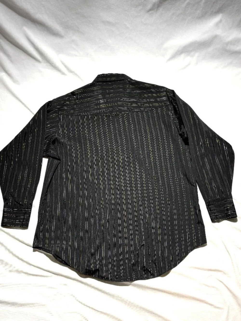 Ely Cattleman Mens Shirt XXL Black/ Metallic Stripes Pearl Snap Western Dress - Picture 3 of 7